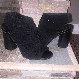 TopShop Black, slip on, peep toed heels